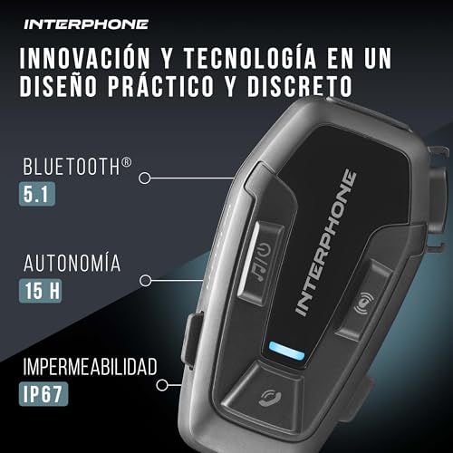 Intercomunicador casco moto con 15h de batería Interphone U-COM 7R Bluetooth 5.1 impermeable IP67 3