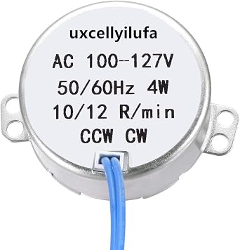Synchronous Motor, AC 100-127V 50/60Hz 4W 10-12 RPM, CCW/CW Rotation