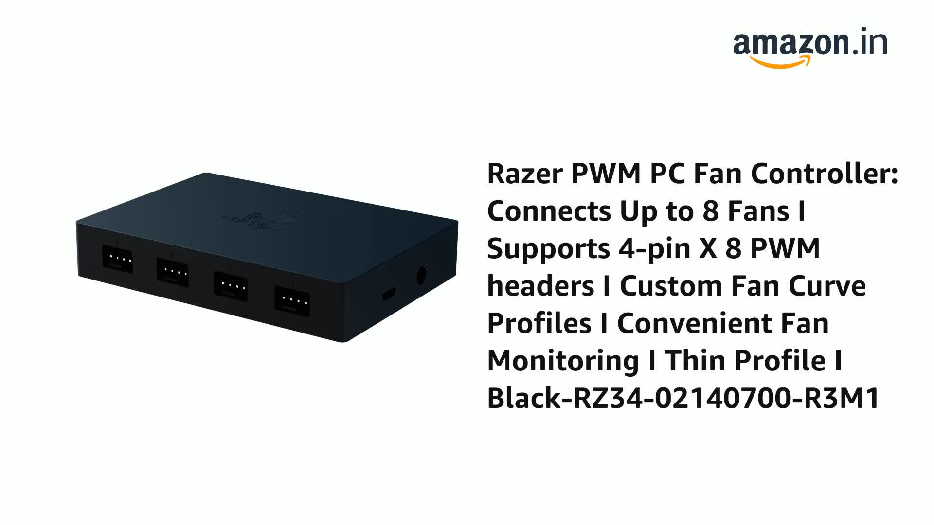 Razer PWM PC Fan Controller: Connects up to 8 fans - Custom fan curve profiles - Convenient fan monitoring - Thin profile