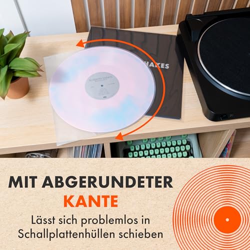 SPINCARE 100x 12 Antistatische Innenhüllen Für LP Schallplatten | Dynamic 12 Zoll Abrundungen Vinyl Schutzhüllen| Premium-Qualität HDPE 50 Mikron Dicke | 307mm x 307mm