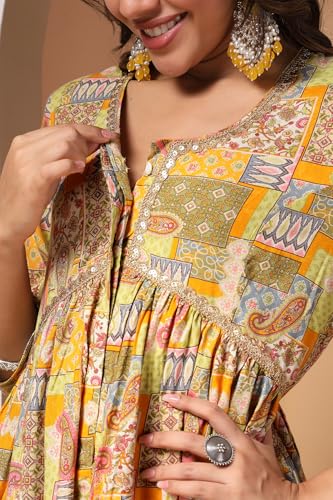 Image of ZELENA Maternity Zipless Feeding Kurta Set for Women | 100% Viscose Rayon Pre & Post Pregnancy Paisley Printed Kurta Set | Nursing Kurta Set for Easy Breastfeeding with Dupatta & Pockets