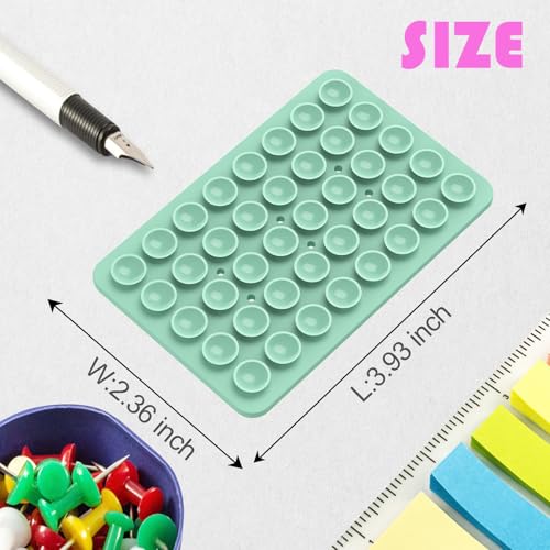 Image of Double Sided Silicone Suction Phone Holder Mount, Silicon Accessory for iPhone and Android, Hands-Free Mirror Shower Phone Holder, TikTok Videos and Selfies (Green+Turquoise)