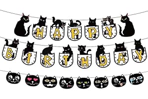 Celebrate Joyous Moments with This Enchanting Black Cat Birthday Party Banner