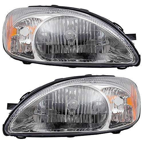 AUTOANDART Replacement Pair Set Halogen Headlights Headlamps with Chrome Bezel Compatible with 00-06 Taurus 1F1Z13008AB 1F1Z13008AA