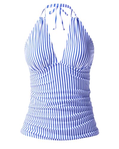 Image of Yonique Women's Halter Tankini Top V Neck Swim Top Tummy Control Bathing Suit