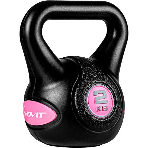 MOVIT Kettlebell STYLISH BLACK, Kugelhantel mit Bodenschonender...