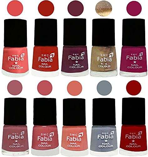 Image of ALL IN ONE (PACK OF 10), Long Lasting Glossy Nail Polish, 6 ml Each, All Vibrant Colours,01821