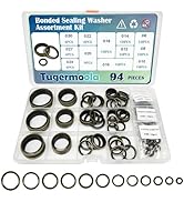 Tugermoola 94PCS 12 Sizes NBR Metal Bonded Sealing Washer Assortment Kit Automotive Self-Centred ...