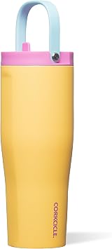 Corkcicle Go Cup XL - Leak-Proof Travel Tumbler - Triple Insulated Stainless Steel Water Bottle - Easy-Carry Handle - Summer Drinkware Gift - Keeps Drinks Ice Cold - 30 oz - Toucan Jams