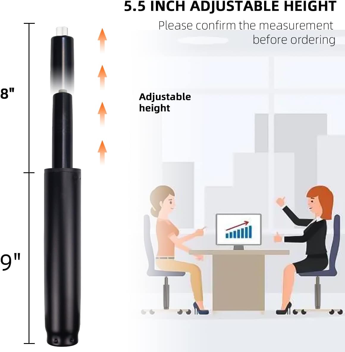 PROFECTUS Office Chair Gas Lift Cylinder Replacement with Removal Tools-5.5 inches Adjust Heavy Duty Gas Lift Cylinder - Includes Removal Tool & Gloves,Universal Size Fits Most Office Chair