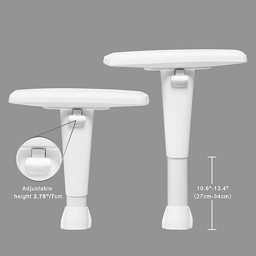 Miniatura 4 de Reposabrazos ajustables para sillas con almohadillas de brazo de repuesto vertical con almohadillas blancas 2 agujeros
