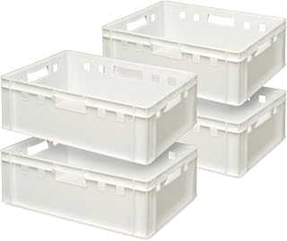 BRB 4 cajas para carne, E2, 600 x 400 x 200 mm, polietileno HD, apto para alimentos, color blanco