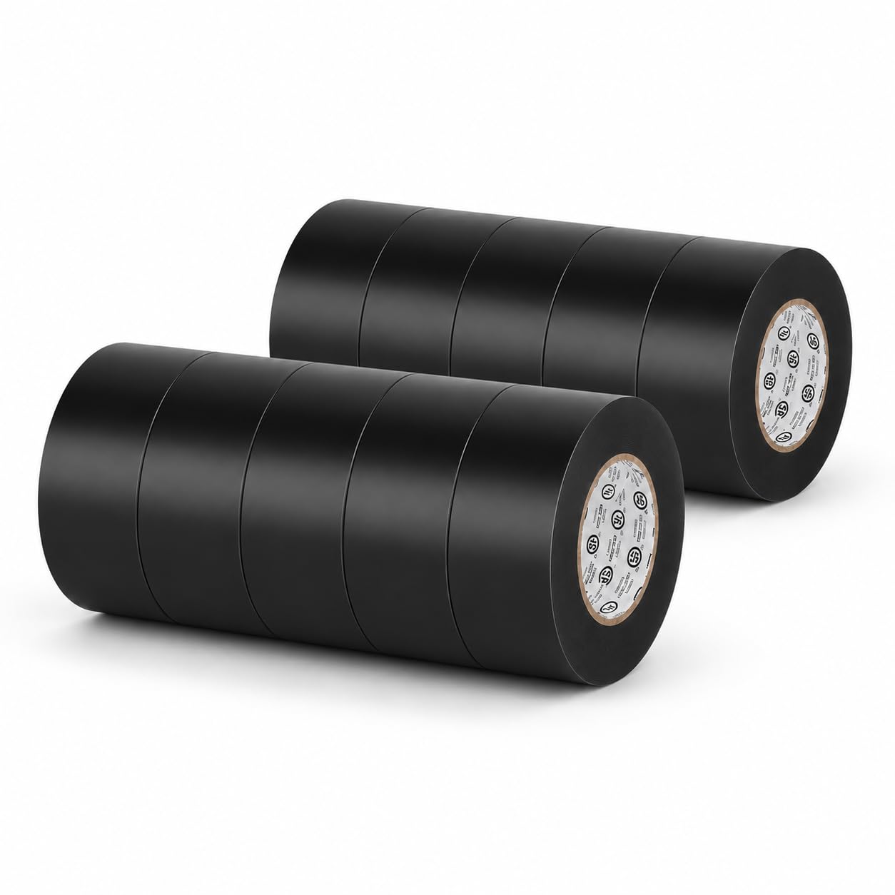 GGR Supplies EL-766AW Black General Purpose Electrical Tape, 2 Inch x 66 Feet, 7 Mil PVC, UL/CSA Listed Core, 600V Flame-Retardant Insulation for Wire Splicing, Bundling &amp; Color Coding, Pack of 10