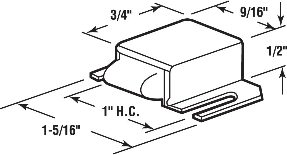 Slide-Co 1932 1/2 inch x 1-5/16 inch, Stainless Steel with Plastic Tip, Shower Door Catch