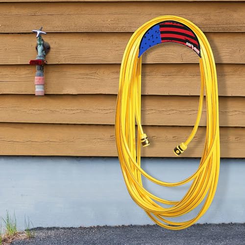 FLORA GUARD Hose Holder Wall Mount - Heavy Duty Metal Hose Hanger, Water Hose Holder for Outside Yard, Anti-Rust Anti-Slip Garden Hose Holder Ideal for Water Hose, Extension Cords (American Flag)