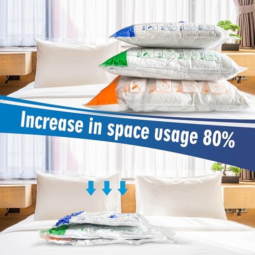STORAGE MASTER Space Saver Bags for Travel and Home Reusable Vacuum Storage Bags Save 80% More Storage Space Work with Vacuum Cleaner (9 Combo, No Pump Included) - View 7