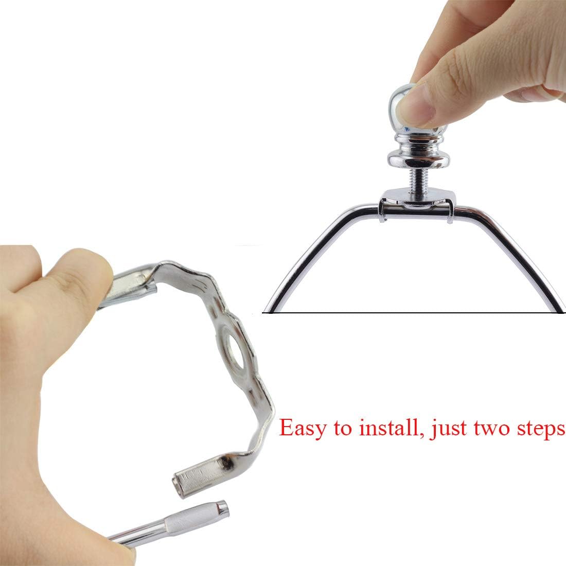 DZS Elec 1-Pack 8 Inch Lamp Harp Holder DIY Lighting Accessories Horn Frame Lampshade Bracket for Table/Floor Light Fitting Silver