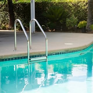 XtremepouwerUS 3-Step Swimming Pool Ladder, Non-Slip Steps Ladder, In-Ground Stainless Steel Step for Indoor/Outdoor Pool, Easy Assembly and Climbing (3 Step)