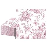40 Stück Rosa Blumen Cocktail Servietten, 6.5 Zoll Dessertservietten Vintage Blumen Papier Party Servietten für Babyparty Brautparty Gartenparty