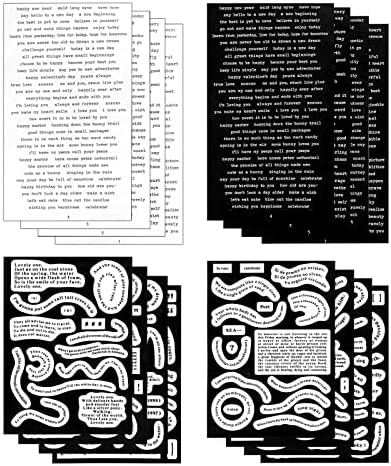 16 Sheets Small Talk Stickers, Vintage Scrapbook Stickers Inspirational Nice Words Stickers Phrase Quote Stickers for Journaling Scrapbook Stickers Black and White Word Sticker