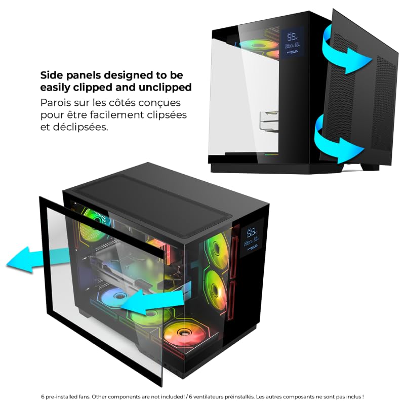 Case PC Gaming Spirit Of Gamer Viper CRX - ATX/mATX/ITX, 6 Ventole ARGB PWM, Vetro Temperato, Display LCD, Supporto Watercooling 360 Mm