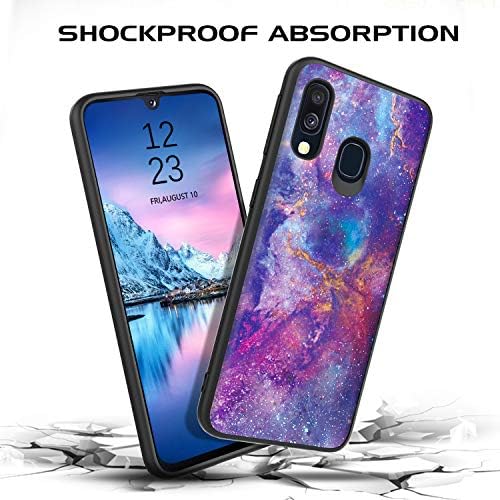 DOMAVER Samsung Galaxy A40 Case, Samsung A40 Case Purple Nebula Design Slim Fit Luminous Glow in the Dark Nebula Lightweight Thin Anti-Slip Bumper Flexible TPU Phone Case Samsung A40 - Purple