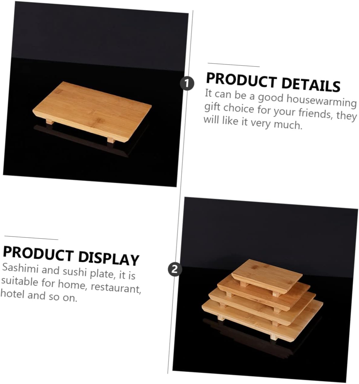 Bamboo Sushi Plate Side Dish Serving Tray Wooden Sushi Board Japanese Sushi Plates Sashimi Serving Tray Japanese Style Foods Tray Japanese Sashimi Sushi Dish Rectangle Cutlery Set