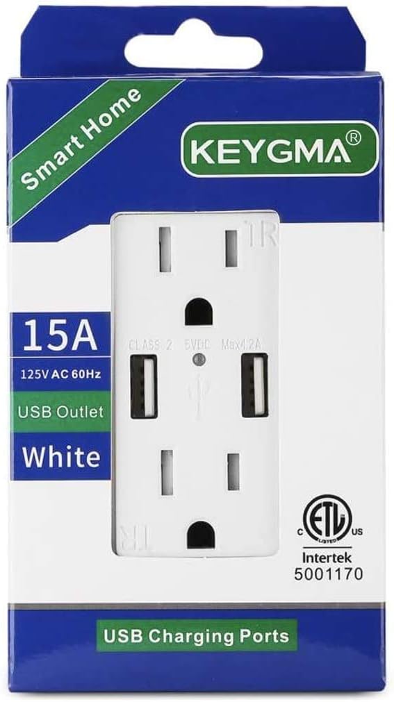 USB Outlet Wall Charger Outlet 4 Pack, 4.2A High Speed Decora Outlet Receptacle with Dual USB Ports 15A 125V 60Hz Tamper Resistant & Free Wallplate, White