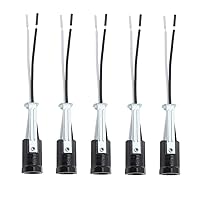 Vista 1 de RTNLIT E12 Candelabra Base Socket, Keyless Phenolic Lamp Holder with Wire Lead for E12 Incandescent LED Light Bulb(Pack of 5)