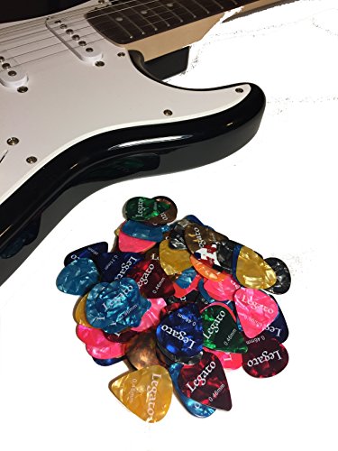Guitar Picks by Legato Premium Sampler 100 Count Variety Pack Assorted Colors 3 Gauges Light 0.46mm, Medium 0.71mm, Heavy 0.96mm for Acoustic Electric Bass Guitars Mandolin Ukulele - Thumbnail 4