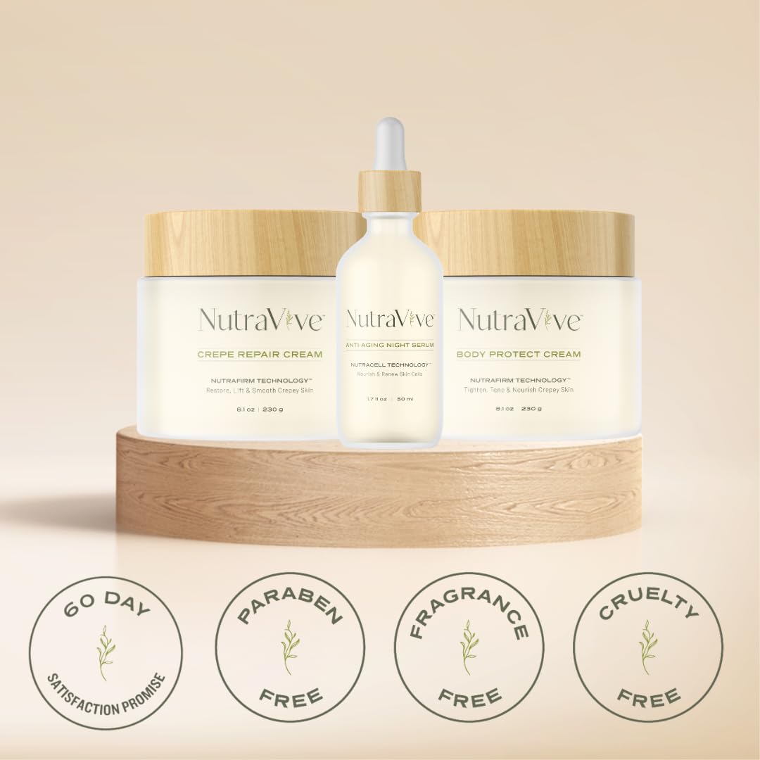 Ultimate Skin Rejuvenation Bundle: Crepe Repair Cream (8.1 Oz), Crepe Body Protect Cream (8.1 Oz) & Anti-Aging Night Serum (1.7 Fl Oz) - Hydrates, Protects, and Reverses Aging Skin