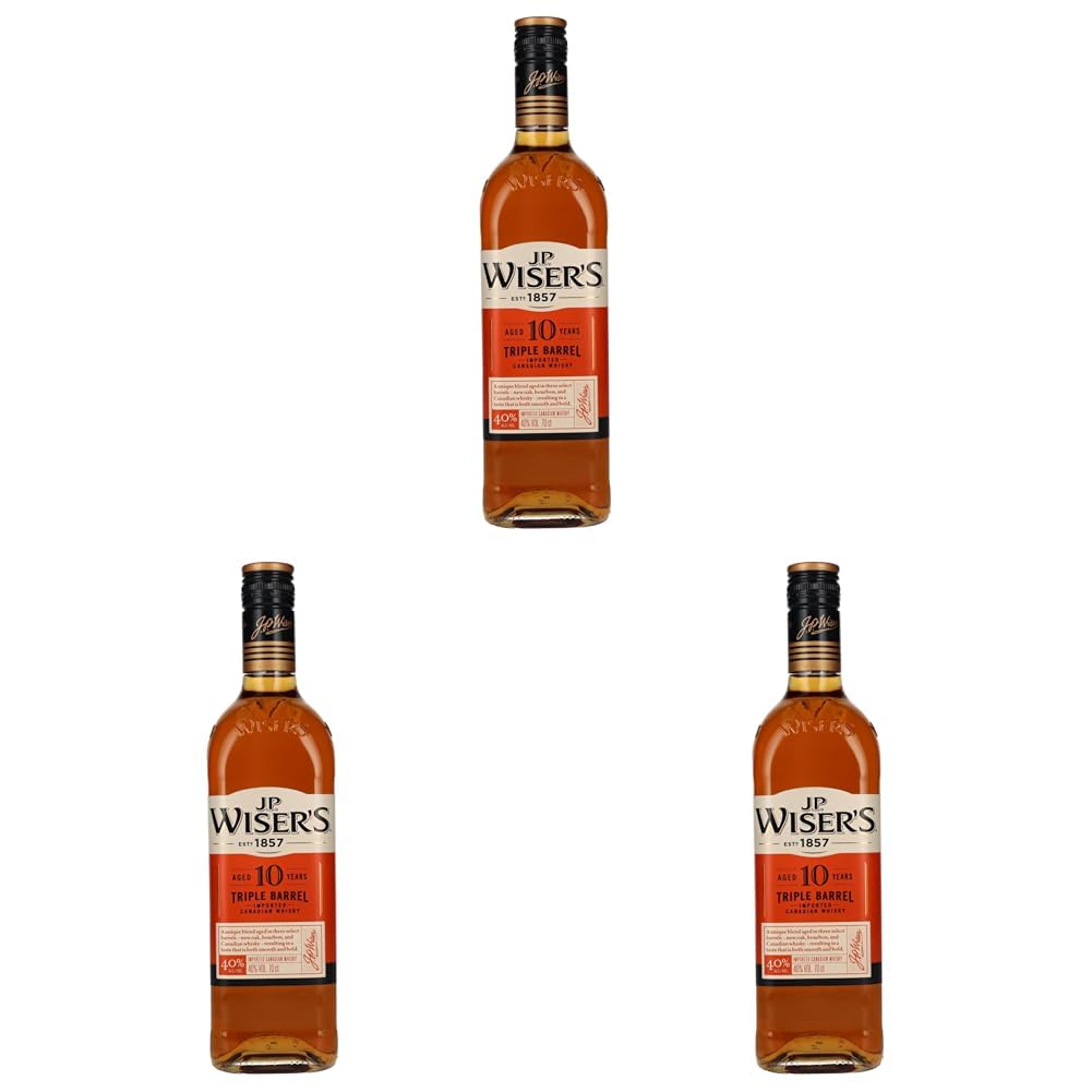 J.P. Wiser's 10 Years Old Triple Barrel Canadian Whisky 40% Vol. 0,7l (Packung mit 3)