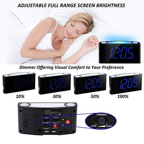 Extra Loud Vibrating Alarm Clock With Bed Shaker,Digital Bedroom Clock For Heavy Sleepers,Deaf Hearing Impaired Senior, 7 Night Light, Large Led Display,Dimmer, 2 Usb Charger,12/24H,6.46׳.39ױ.93 In #TOP4