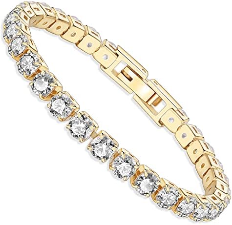 Momlovu Tennis Bracelet for Women, 3,4,5MM Sparkle Diamond Gold / Silver Bracelet for Women Jewelry for Christmas, Birthday, Wedding Perfect Size 6.5/7/7.5 Inch
