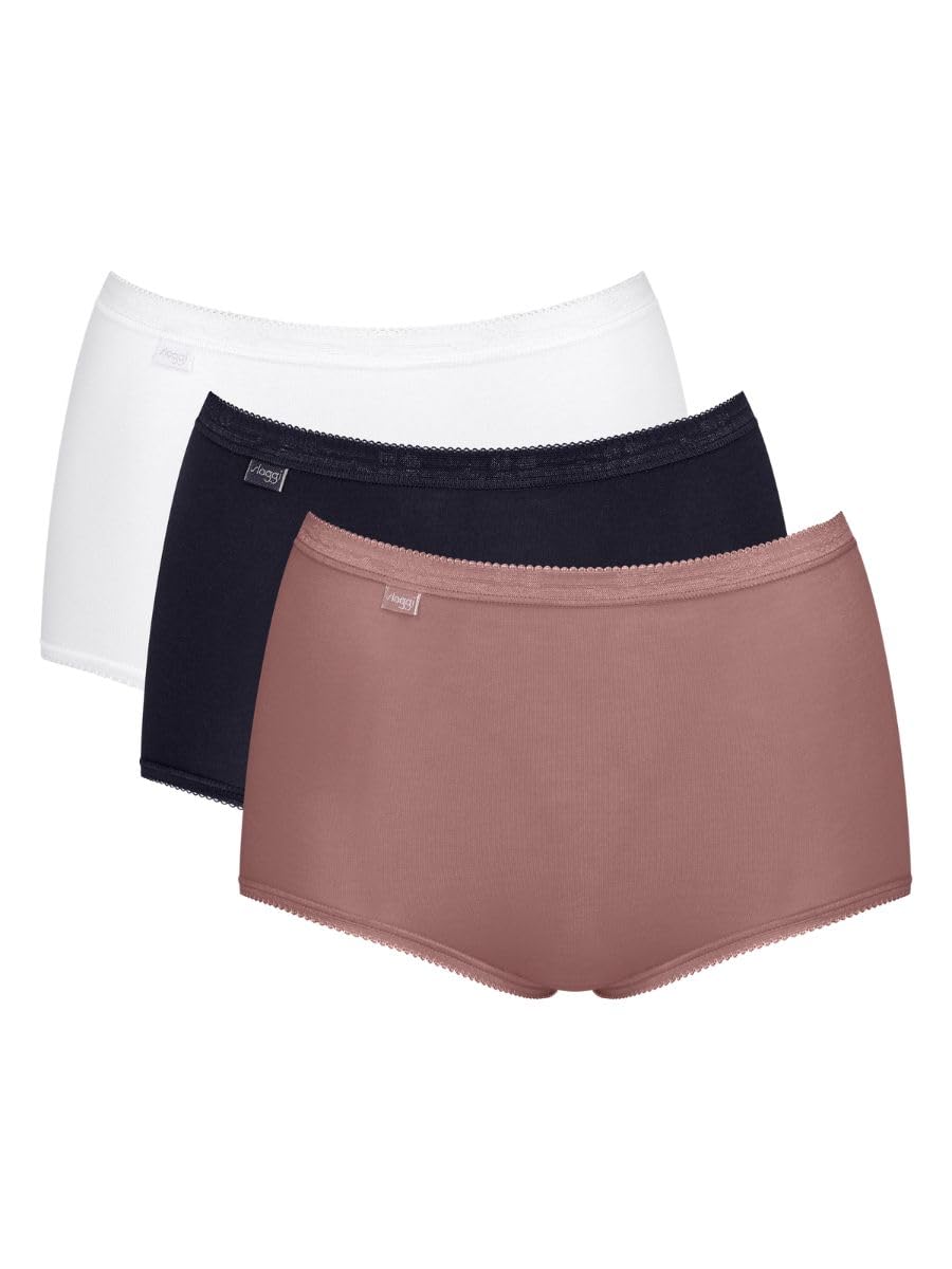 Sloggi Women's White / Black / Cacao Basic+ Maxi 3 Pack Briefs White/Black/Cacao Grey 6XL - 26