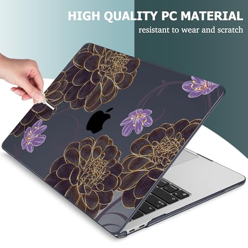 Mektron Case for 2026 MacBook Neo 13-inch A18 Pro chip A3404 Laptop Cover with 13-inch (Diagonal) Liquid Retina Display+ Keyboard Cover+ Screen Protector, Golden Dahlia Flowers - image 4