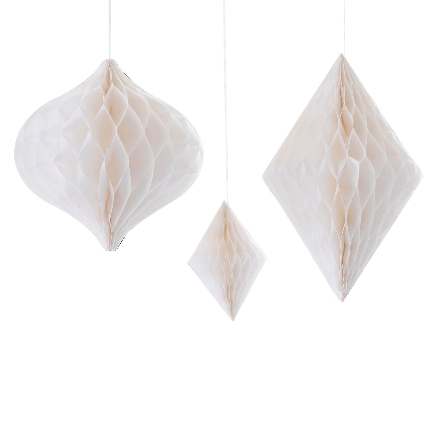 Ginger Ray White Honeycomb Paper Hanging Decorations for Weddings & Parties Pack of 3