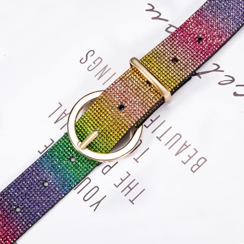 Image of Dubulle Womens Belt Chain Leather Belts Vintage Western Adjustable Elastic Double Buckle for Cowboy Pant Dress