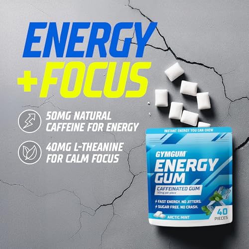 GYMGUM Caffeine Energy Gum, 50mg Caffeine & L-Theanine, Spearmint 50 Ct - image 3