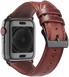 BRG Leather Bands for Apple Watch Band 44mm 42mm 40mm 38mm with Case