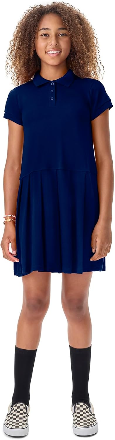Classroom Girls Polo Dress School Outfit for Toddler,Pleated Skirt
