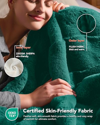 Image of Homemate Electric Heated Blanket Full Size - 72 inchx84 inch Heating Blanket Full Size 1 /2 /4 /6 /8 Hours Auto-Off 10 Heat Level Over-Heat Protection Luxury 800 GSM Faux Fur 200 GSM Sherpa ETL Certification
