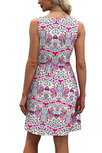 Image of WIHOLL Women's Summer Dress 2026 A-Line Sleeveless Casual Sundress with Pockets Floral /Solid