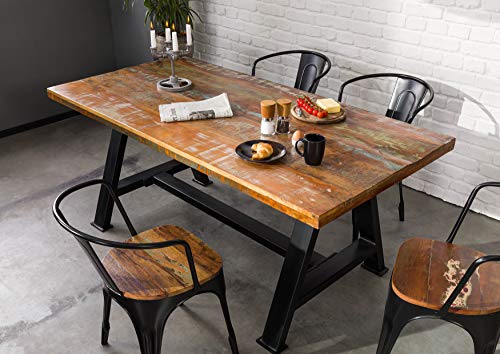 MASSIVMOEBEL24.DE Esstisch Altholz 180x90x76 Mehrfarbig lackiert Industrial #60 – Bild 5