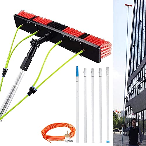Barra telescópica de limpieza de paneles solares, extensible de 7 m con cabezal de cepillo de 50 cm, herramienta de limpieza al aire libre para paneles solares, ventanas y techos, ligero y duradero