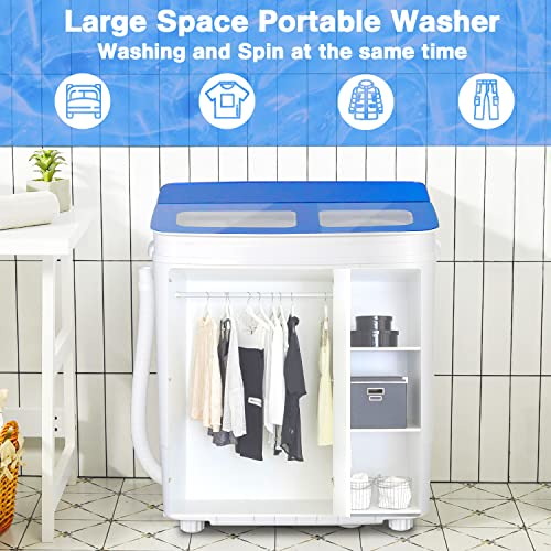 Intergreat Portable Waher And Dryer, 17.6 Lbs Mini Small Washing Machine Combo With Spin Dryer, Compact Twin Tub Laundry Washer Machine For Apartments, Dorm, Rv, Camping, Blue #TOP5