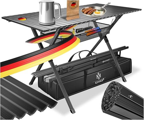 KESSER® Campingtisch faltbar Klapptisch mit Aluminiumrahmen Aufrollbare Tischplatte Falttisch klappbar
