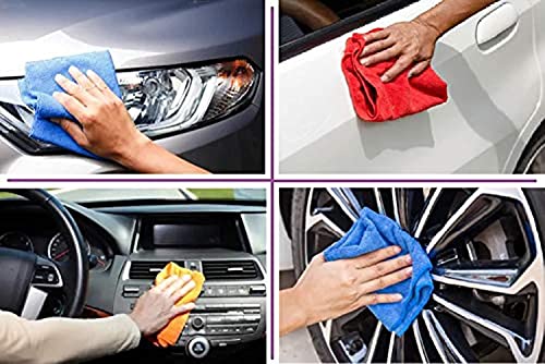 Image of Microfiber Cleaning Cloths for Car and Kitchen | 500 GSM | 40X40CM | All Purpose Softer Highly Absorbent, Wash Cloth for House, Kitchen, Car, Window (Pack of 3)