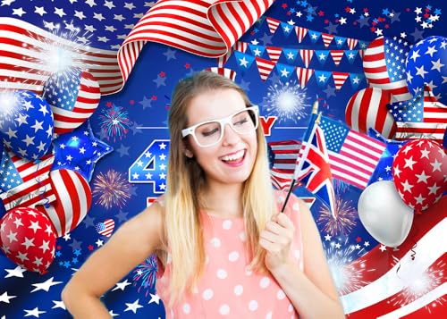 7x5ft Happy 4th of July Backdrop Independence Day Patriotic Party American National Day Photography Background Memorial Day Patriotic Family Reunion Party Supplies by Dudaacvt - Used condition - Image 2