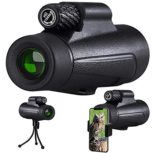CGBOOM Monocular Telescope, 12x50 HD High Power Telescope with Smart Phone Amount Tripod